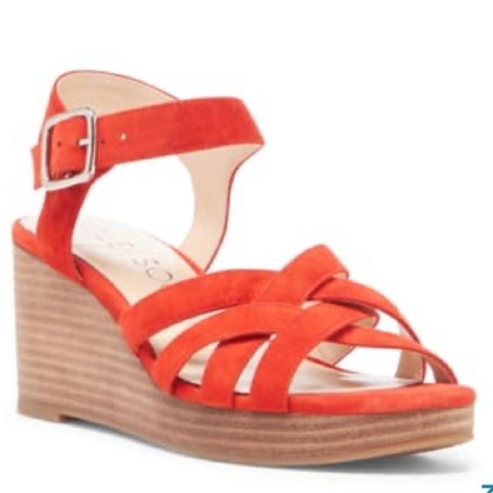 Sole Society Cattah Bright Red Wedge Sandal